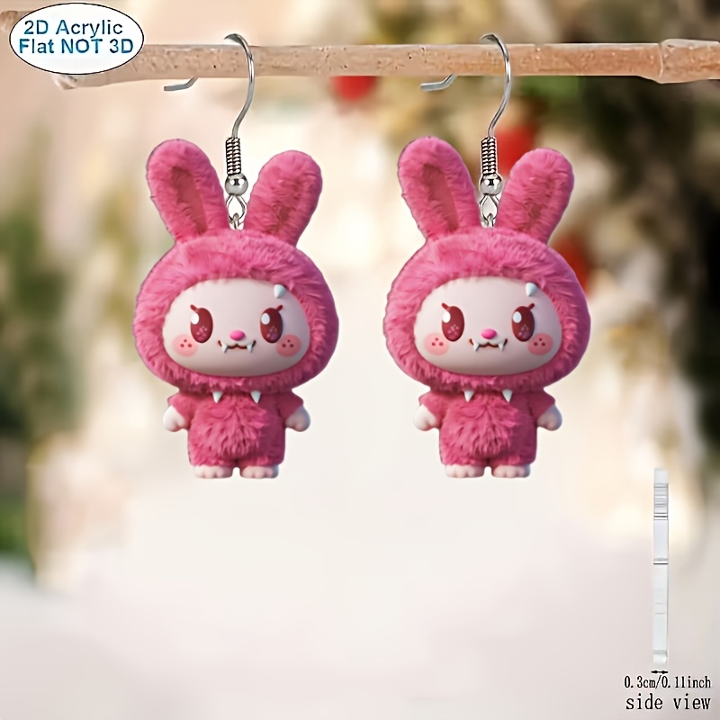 TEMU 2D Flat - d'oreilles 2Dflat sur le thème de Noël exquises, élégantes, mignonnes et charmantes. Fabriquées en peluche rose et acrylique, légères