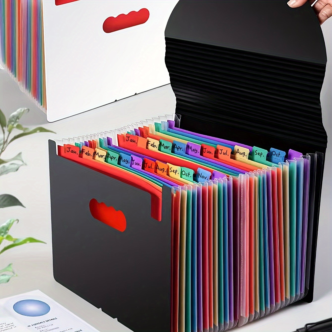 

1pc Accordion Flip Cover Folder With Button Seal - Pp Material, Classification Storage For Student Papers And Office Supplies, Exam Folder, File Storage Bag