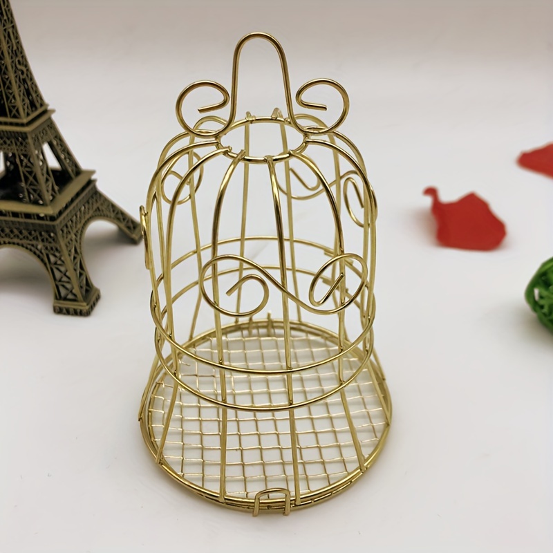 

Cloche Élégante en Métal Doré en de Cage à Oiseaux - Boîte à Bonbons en Fer Décorative avec Tourbillonnants, Parfaite pour la Décoration de & du Mariage