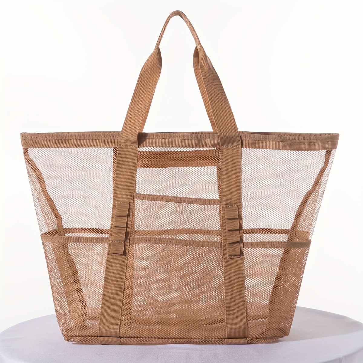 New Multifunctional Beach Bag, Travel And Vacation Handheld Shoulder Bag, Mesh Drainage Swimming Bag, Large Storage Tote, Multi-pocket Foldable Shopping Bag, Bath Bag, Suitable For Men And Women