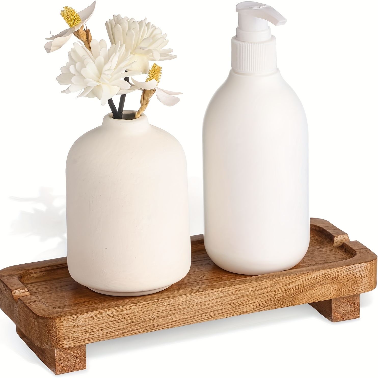 TEMU Wood Riser Small Decorative Tray 8.7x3.6 Inches Sink Soap Dish, Vanity Tray Pedestal Stand Bathroom Decor Farmhouse (non-food Contact)