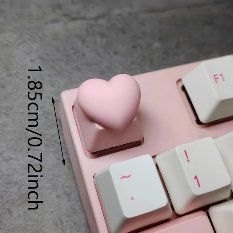 Image of 1pc Pink Heart-shaped Keyboard Keycap - Cute Cherry-like Switch Compatible, Abs Plastic Diy Keycaps For Pc/laptop, (compatible With Q/s/a/w/s/d/f/g/h/j/k/ - Gamer & Office Accessories