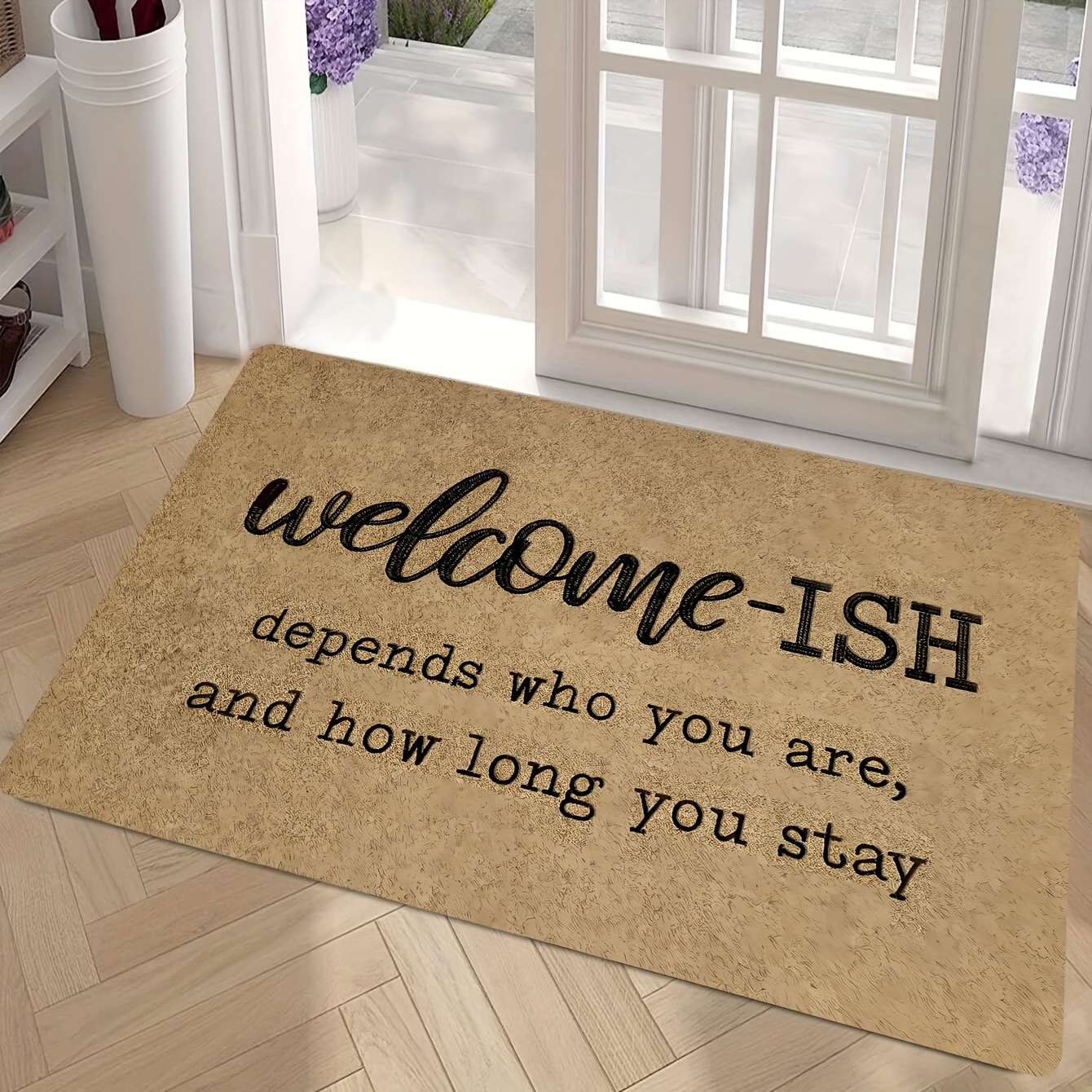 

Welcome Ish " - Humorous Front Door Mat, Stain-resistant & Easy Clean, Polyester, Low Pile For Indoor/outdoor Use