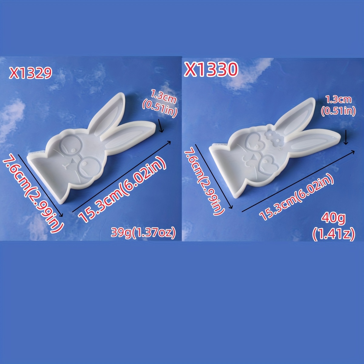 Image of Resin & Gypsum Compatible Silicone Mold - Rabbit Figurine With Long Ears & Glasses, Detailed Bunny Face Suitable For Diy Resin/cypsum Crafts, Easter Bunny Decorations, Rabbit Statues