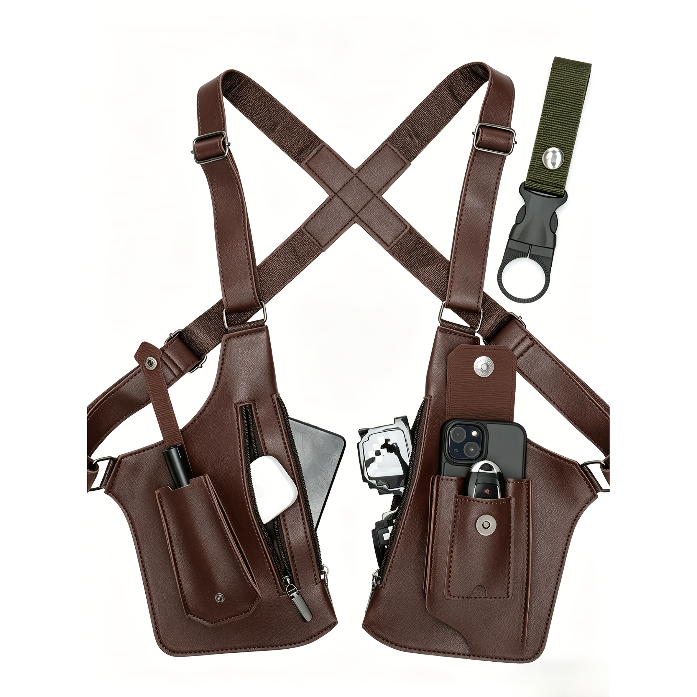 Image of Men's Casual Vintage Underarm Shoulder Bag, Outdoor Multifunctional Storage Bag With Keychain, Portable Phone Bag, Suitable For Sports, Cycling, And Hiking, 's Gift, Father's Day Gift