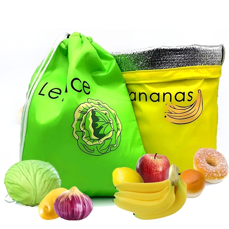 1pc rectangle polyester supermarket home banana   keeping storage bag reusable fruit vegetable freshness aluminum film bag food safety salad preservation box details 0