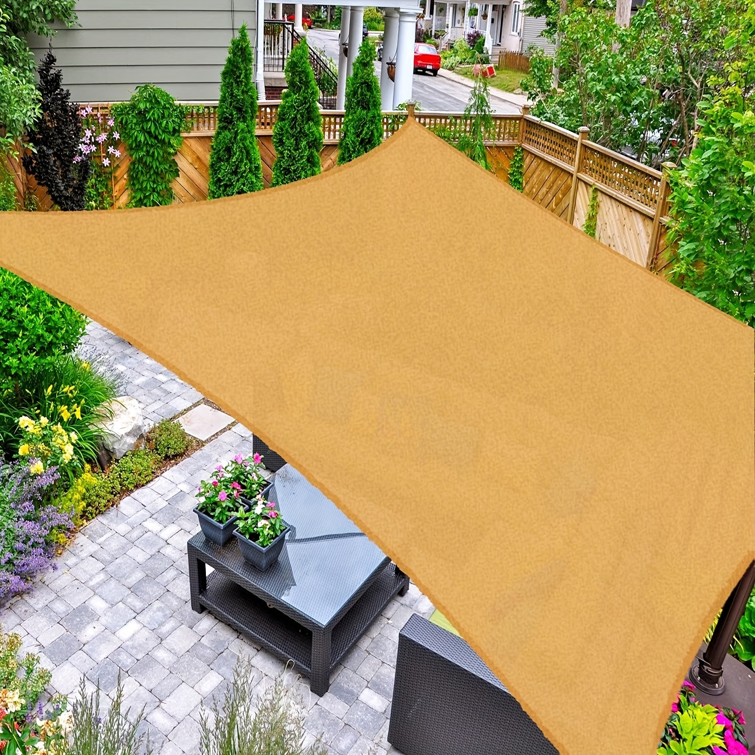 

Sun Shade Rectangle 12' X 16' Uv Block Canopy For Patio Backyard Lawn Garden Outdoor Activities, Sand