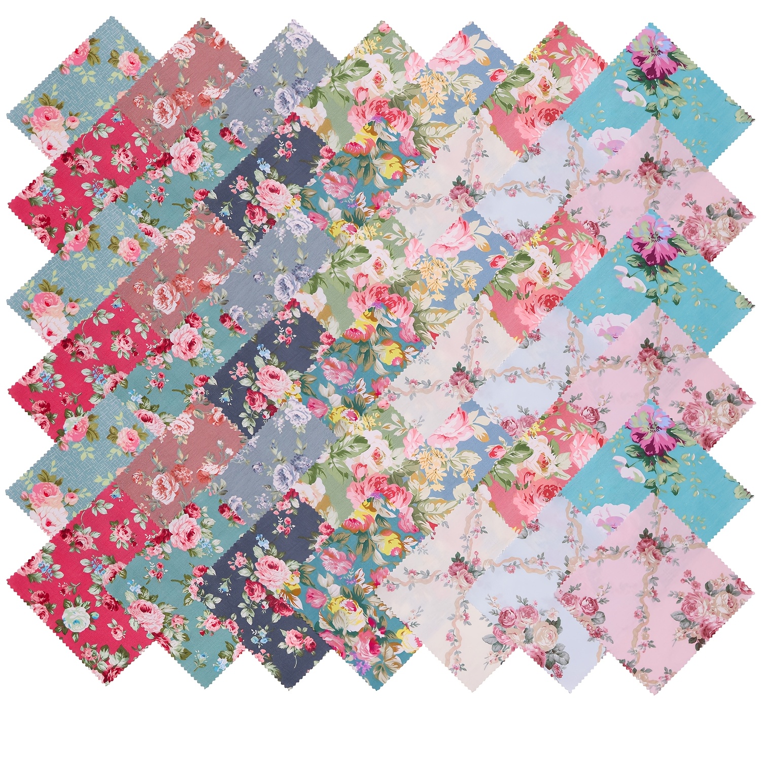 

42pcs Charm Pack Fabric Squares For Quilting, 5x5 Inch Vintage Floral Patterns Fabric Sqaure, Pre-cut Craft Fabric Bundles, Supplies For Sewing And Art Projects For Winter