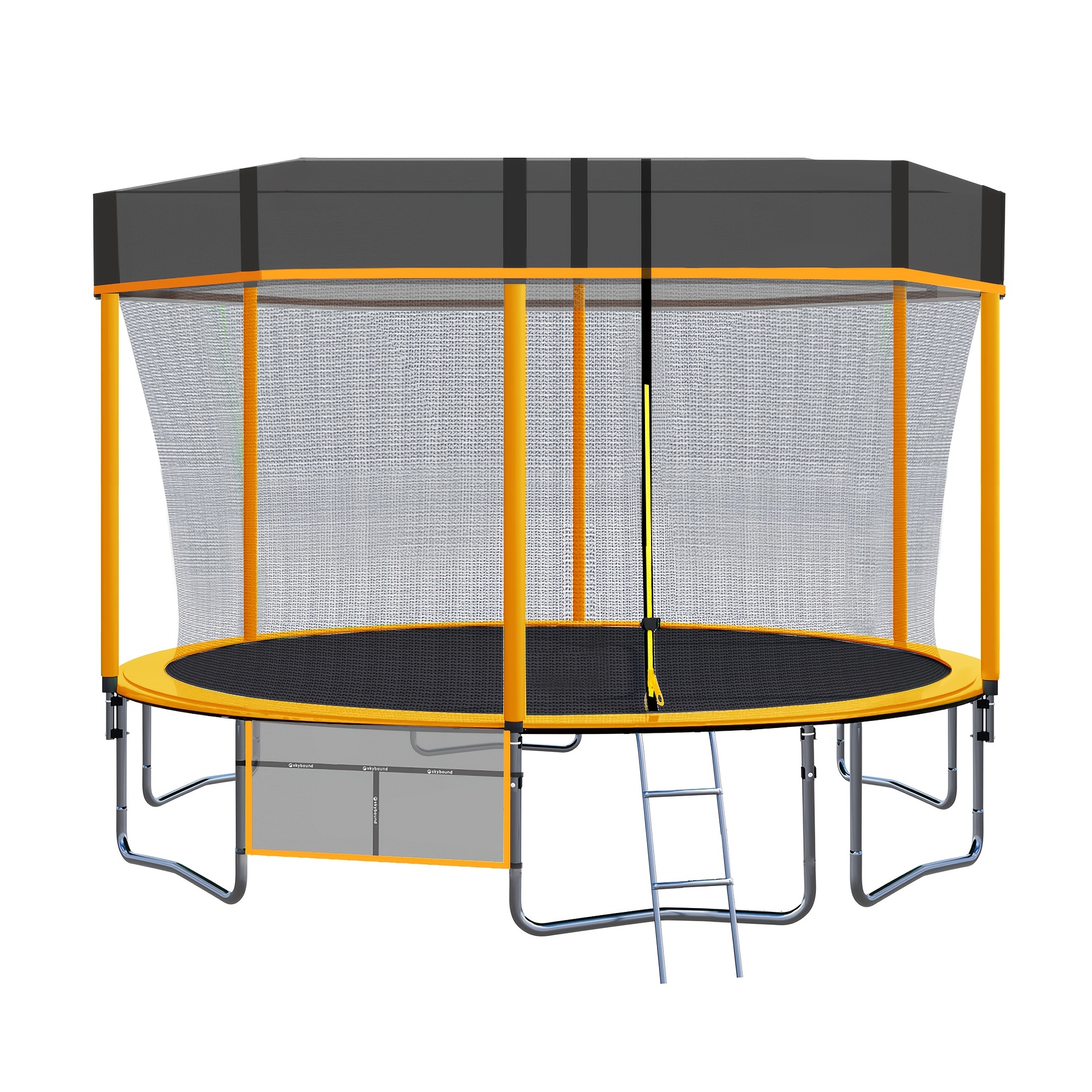 

12 Ft Inner Safety Net Trampoline With Trampiline Cover, Ladder, And Shoe Bag - Orange