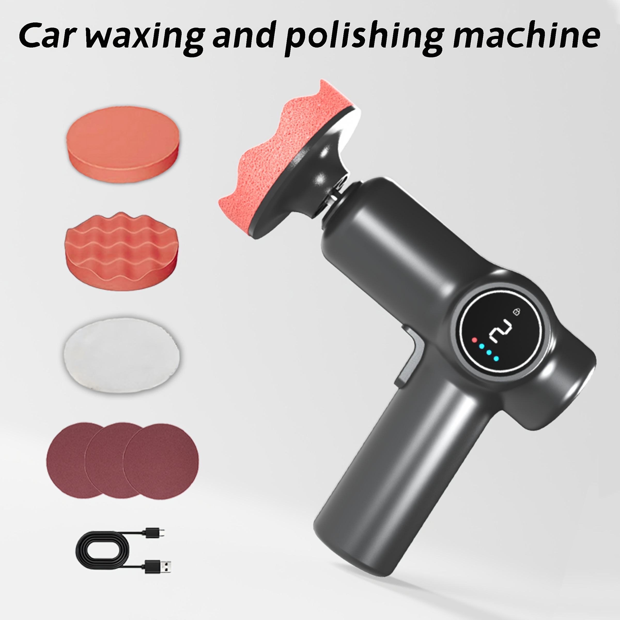 Cordless Mini Car Polisher – USB Rechargeable, Digital Screen, 2-Speed, Scratch Repair