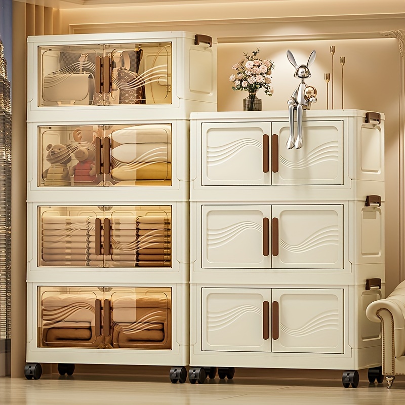 item picture 1  foldable storage cabinet with 3 4 5 layers featuring doors and wheels a plastic storage box for miscellaneous items stackable with large capacity for   suitable for bedrooms living rooms and kitchens