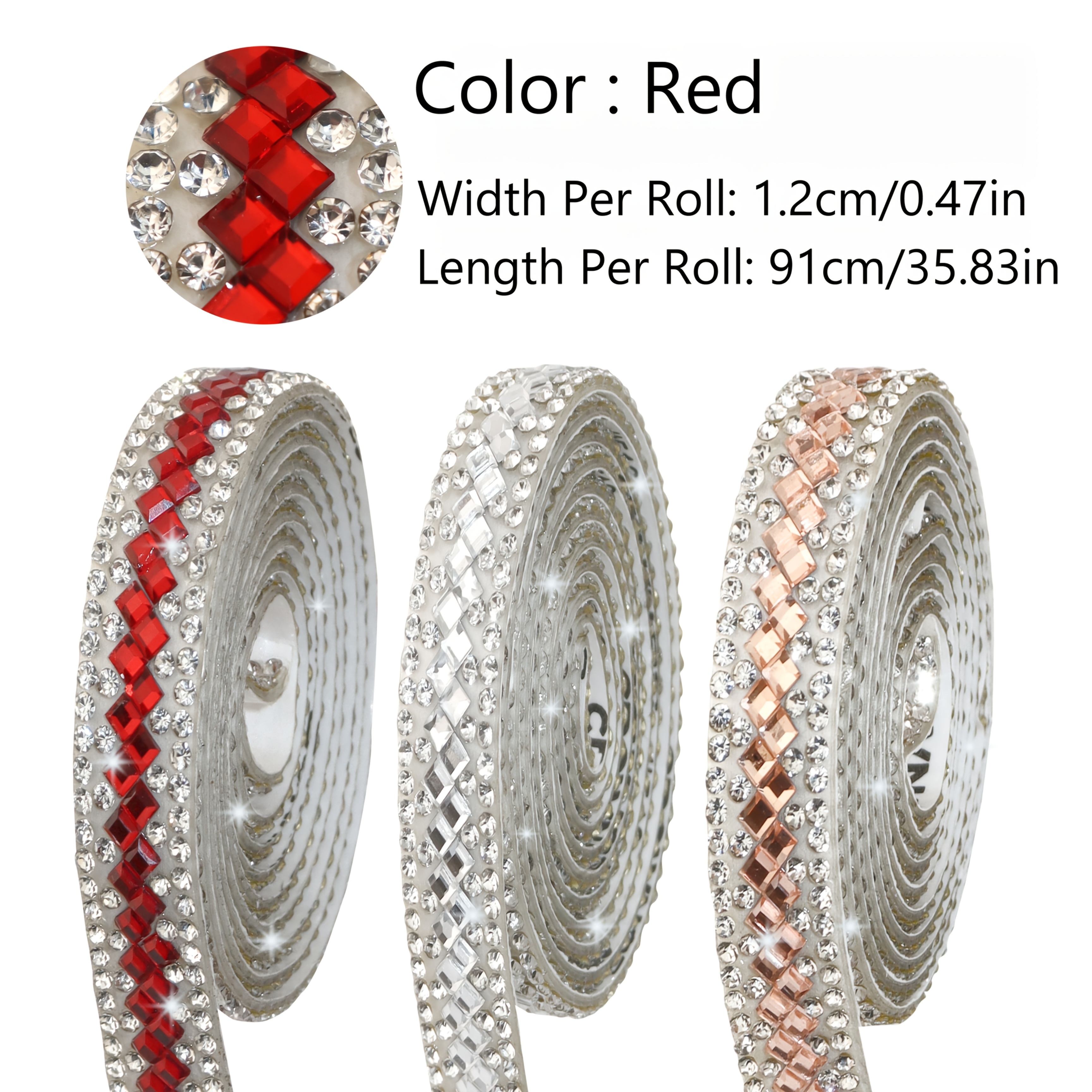 TEMU Multicolor Checkered Rhinestone Ribbon Stickers Self-adhesive Pattern Glass Mesh Belt Trim Tape Easy To Cut For Clothing, Shoes, Hats, Bags And
