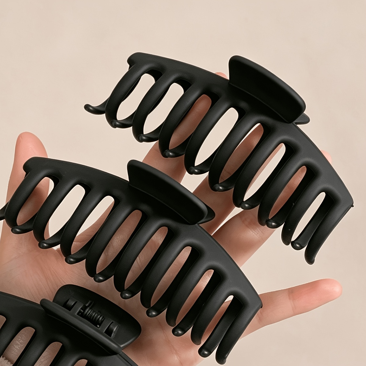 4-Pack Black Matte Large Shark Clips, Easy Basic Hairpins