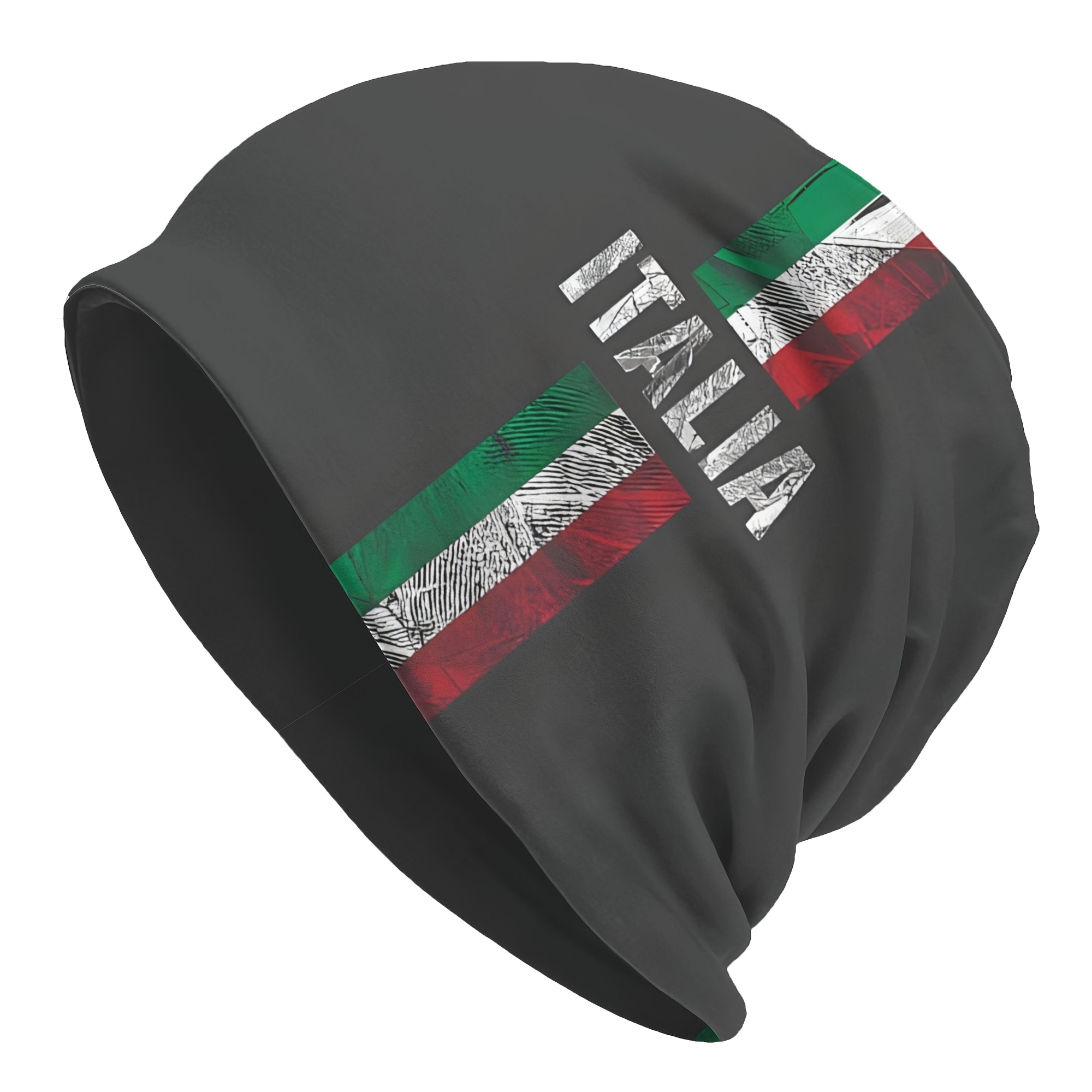 TEMU Italian Pattern Brimless Beanie Street Style Thin Hat Men's Skull Cap Polyester Fiber Sports Hat 2d Print Design