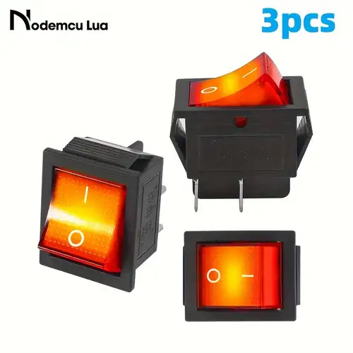 On Off Lighted Boat Switch 5-Pack DPST Rocker Switches With Red Light ...