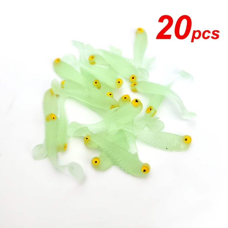 E-shop [Angelköder] 20/40 Stück Silikon Angelköder, Weiche Köder für Süß- und Salzwasser, Ideal für Nachtfischen, Grüne Farbe, Beutel-Verpackung