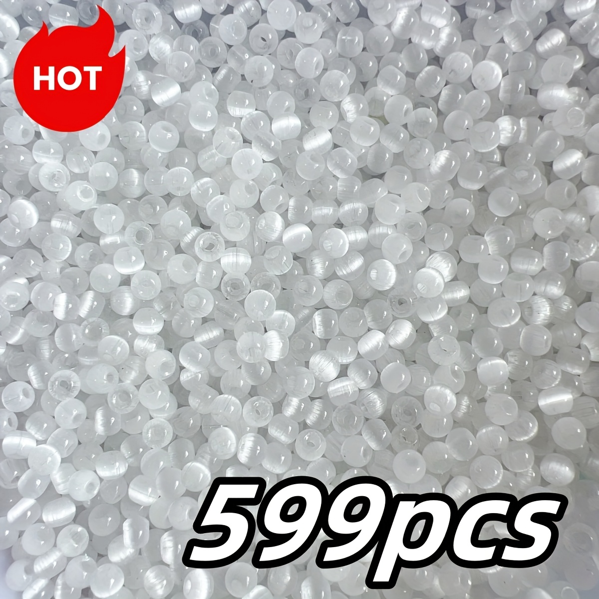 599pcs Of 4mm Multicolored Cat Eye Glass Beads For Jewelry Making - Vibrant Mixed Colors, Perfect For Fashion Additions And Craft Projects, Spacer Beads, Jewelry Stringing, And Reflective Glossy Beads