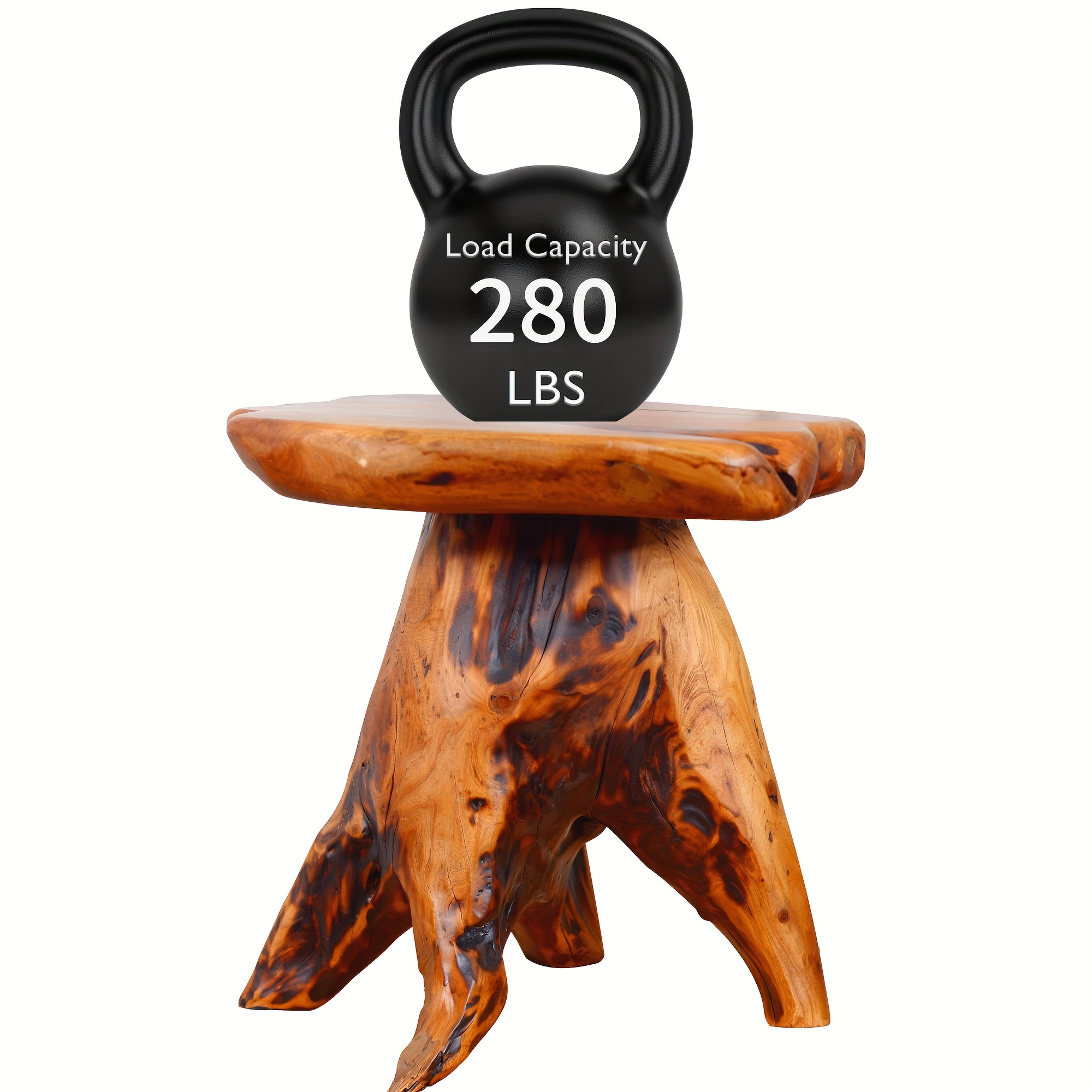 1pc Natural Edge Solid Fir Wood Stool - Rustic Tree Stump Design Indoor/Outdoor Side Table, 280lb Weight Capacity, High Quality Easy-Clean Surface, Versatile for Home, Restaurant, Patio, Living Room Decor, Indoor Outdoor Furniture | Natural Aesthetic | Durable Construction, Solid Wood Furniture