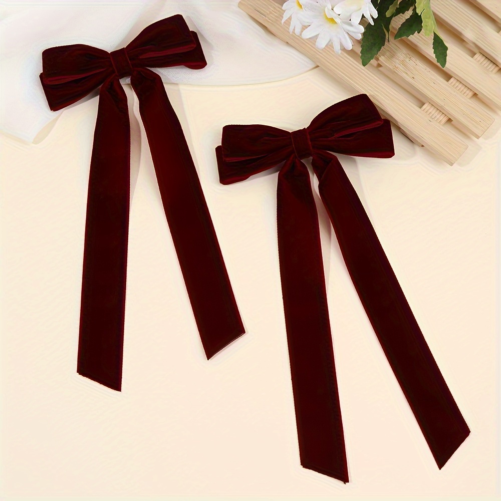 

2pcs Solid Color Hair Bow Clips For Girls, Bow Hair Barrettes, Hair Accessories For Autumn And Winter, Alligator Clips