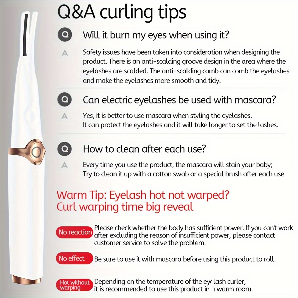 clip type heated eyelash curler with comb usb rechargeable for use after wearing false eyelashes and mascara 3 temperature quick curling long lasting Product details 9