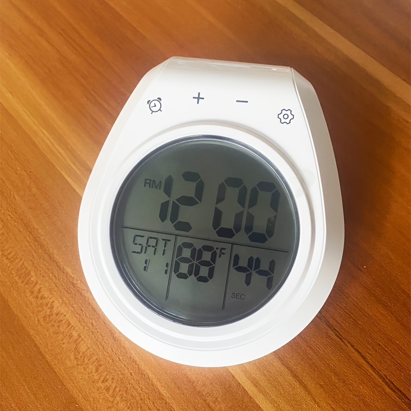 TEMU Digital Bathroom Clock With Large Lcd Display, Shower Timer And Thermometer, With Suction Cup Mount, 99-minute Countdown Timer, Temperature