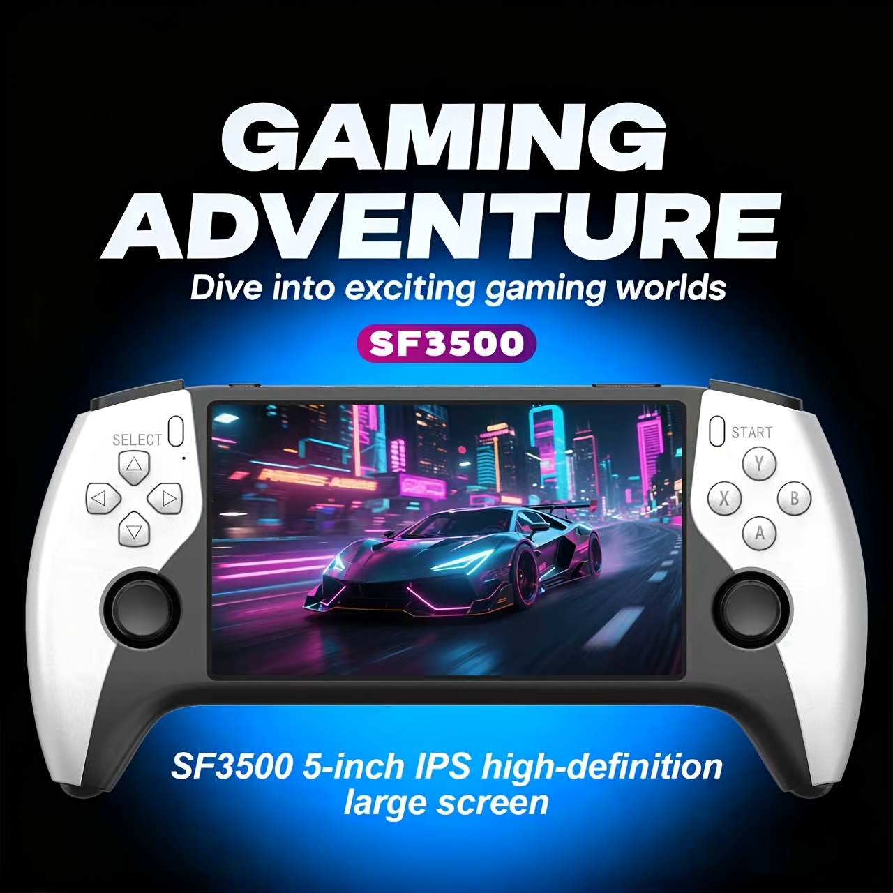 YAJOTIN SF3500 Portable Retro Gaming Console | 5-inch IPS HD Screen, USB Rechargeable, Lithium Battery, Ergonomic Design with Stand, Compact and Durable, Ideal for Birthday, Halloween, Christmas Gifts