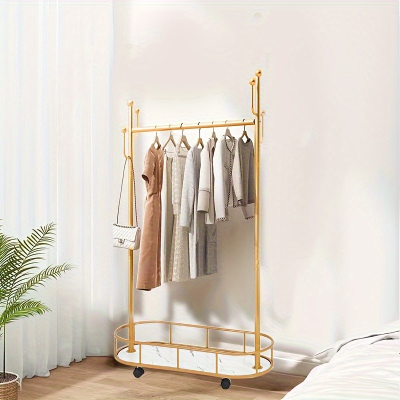 

3-in-1 Rolling Clothes Rack With Wheels, Metal Garment Coat Stand With Storage Basket, Entryway Organizer For Clothes And Accessories