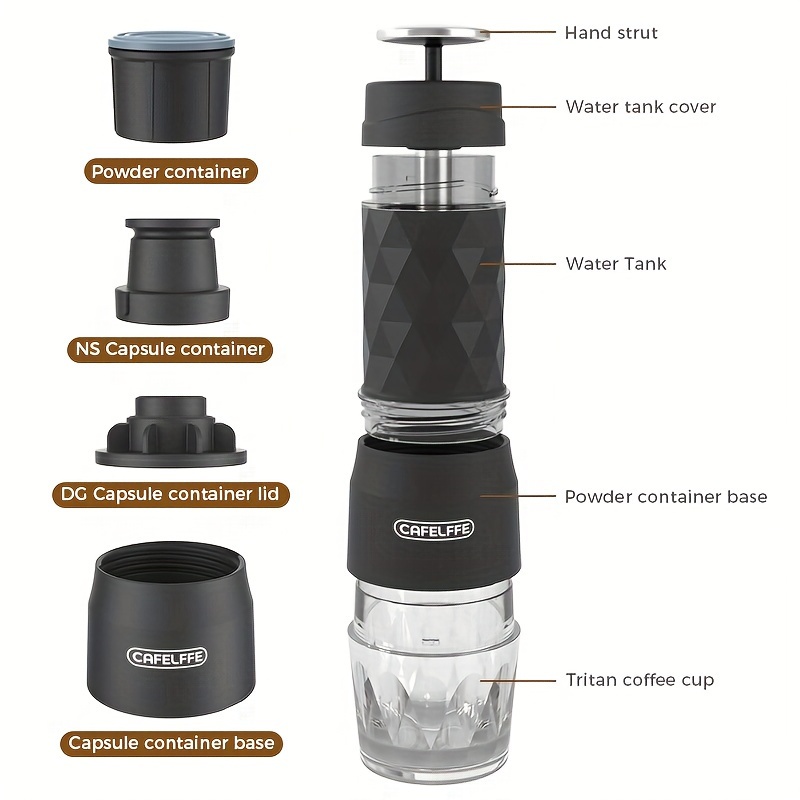 Cafetière Portable Espresso Machine Tritan Réservoir D'eau Mini