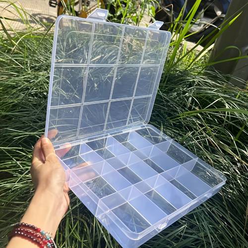 12 compartment storage box with card slots fixed dividers large capacity for glazed rice beads transparent jewelry organizer