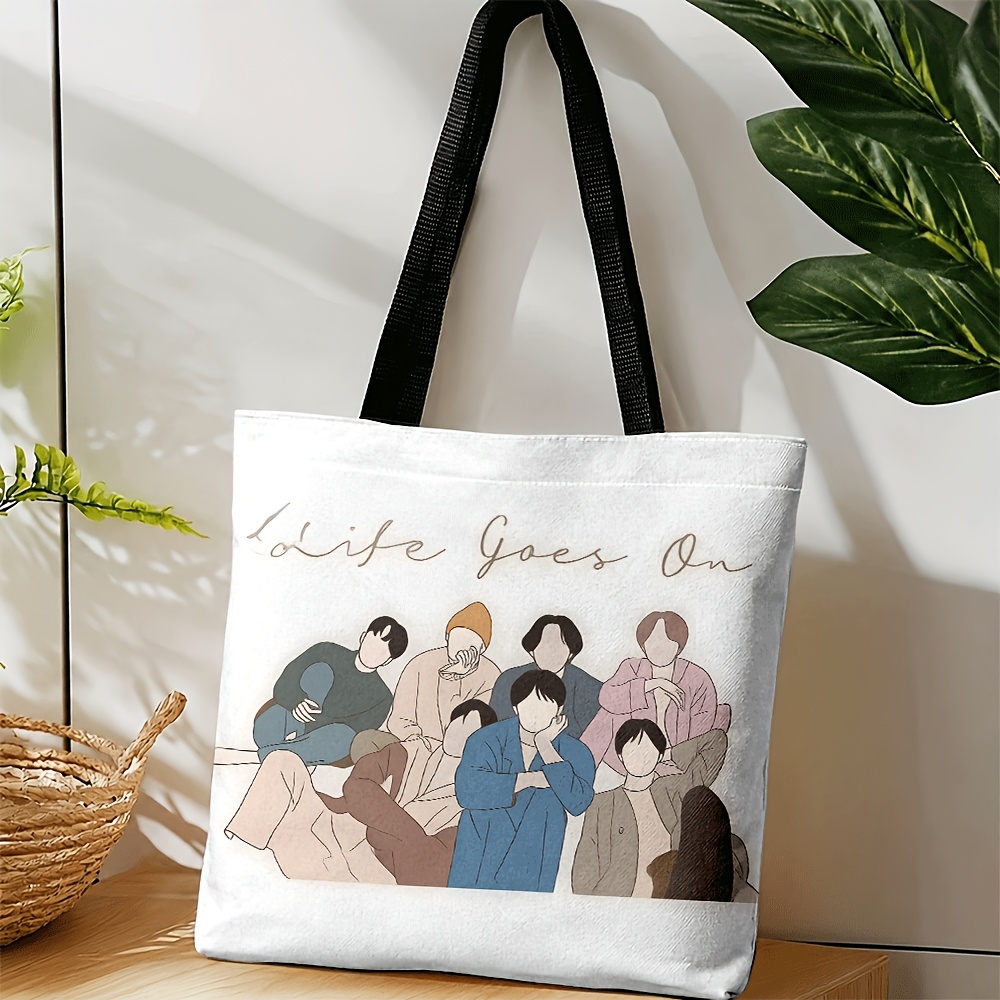 TEMU Sac Bandoulière et Sac à Main Unisexe, Illustration Minimaliste de Groupe & Tote Bag Imprimée '', Idéal pour et le Shopping des Hommes et des