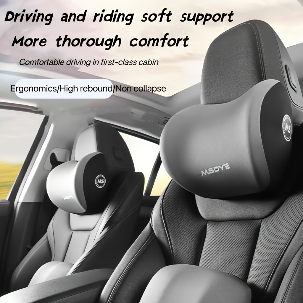 Car Headrest and Lumbar Pillow Memory Foam Set, Car Neck Pillow Cover, Car Seat Back Cushion, Driver Lumbar Support, Comfortable