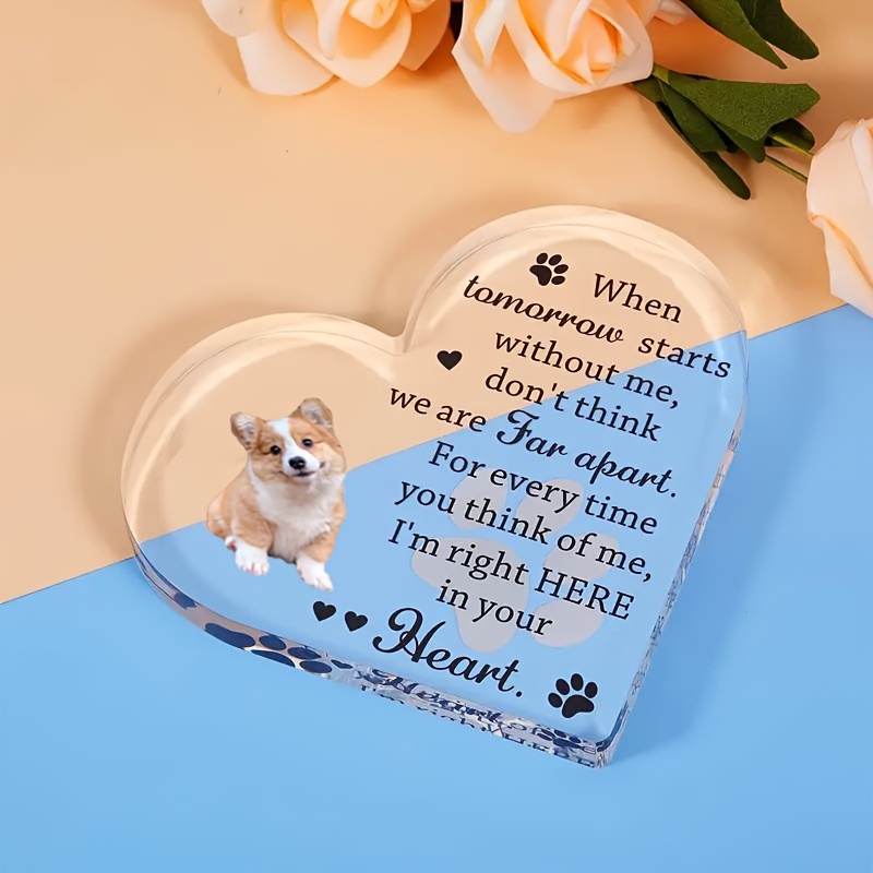 

Custom Photo Acrylic Heart Keepsake - "far Apart Without Me" Engraved Message, 1cm , Fade-resistant Crystal To