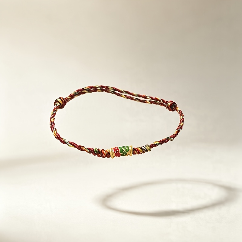 TEMU 1pc Hand-knotted Red Black Carp Bracelet, Unisex Adjustable Size, Perfect Gift For Couples, Sisters, Family, And