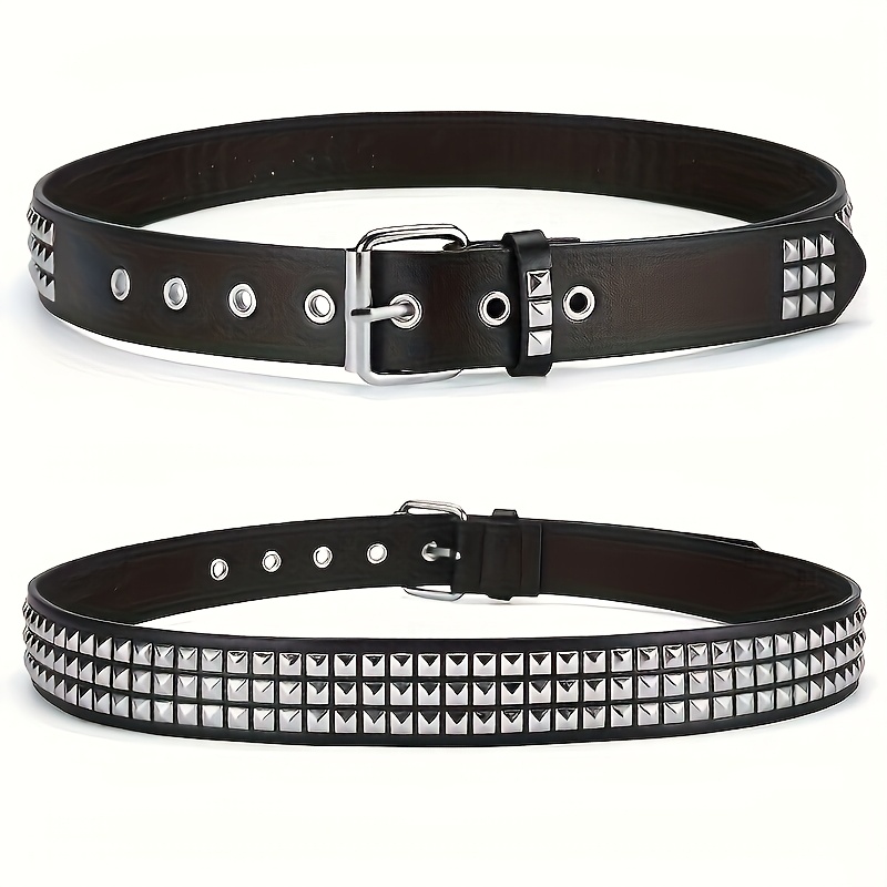 Y2k Square Bead Couple Students Versatile Belt Ins Punk Style Rivet Jeans Waist Belt