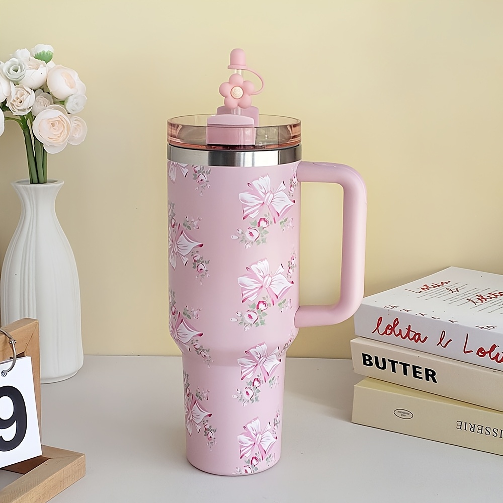 TEMU 40oz Tumbler With Handle | Insulated Coffee Mug Stainless Steel Travel Mug | Portable Travel Mug | Cold For 20 Hours