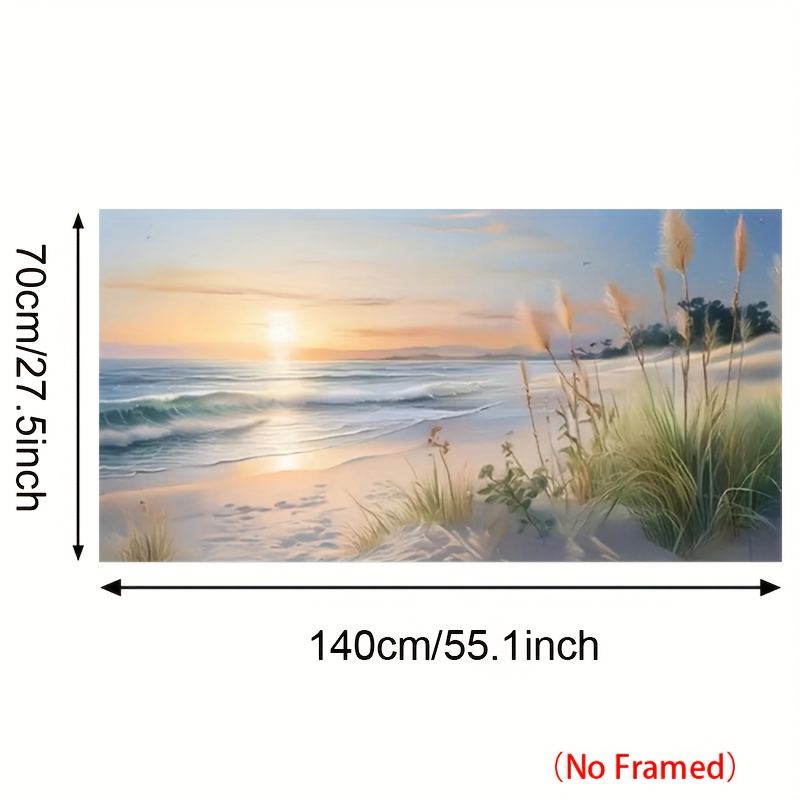 TEMU 2D Piatto, 2D/PIATTO, 1 pezzo, Tramonto sulla Spiaggia con che Accarezzano l', Tela Senza Cornice per Decorazione di Camera da Letto, Bagno,