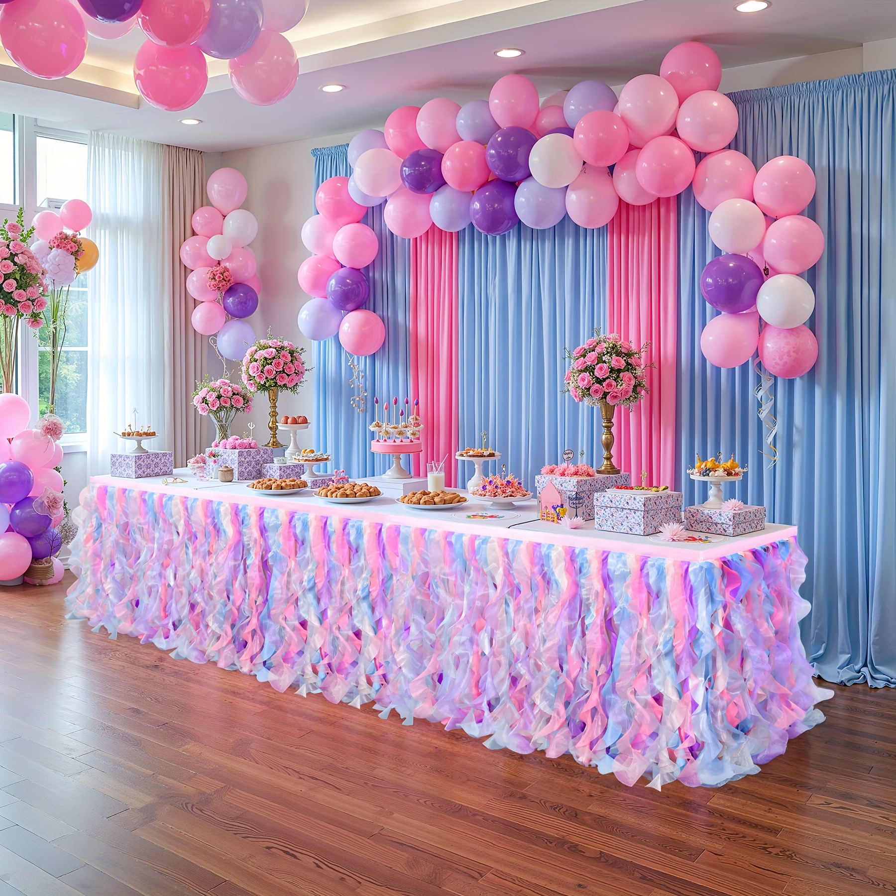 pack 9ft white polyester willow table skirt rectangle Temu