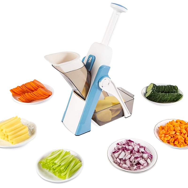 Manual 5-in-1 vegetable chopper and slicer with adjustable thickness
