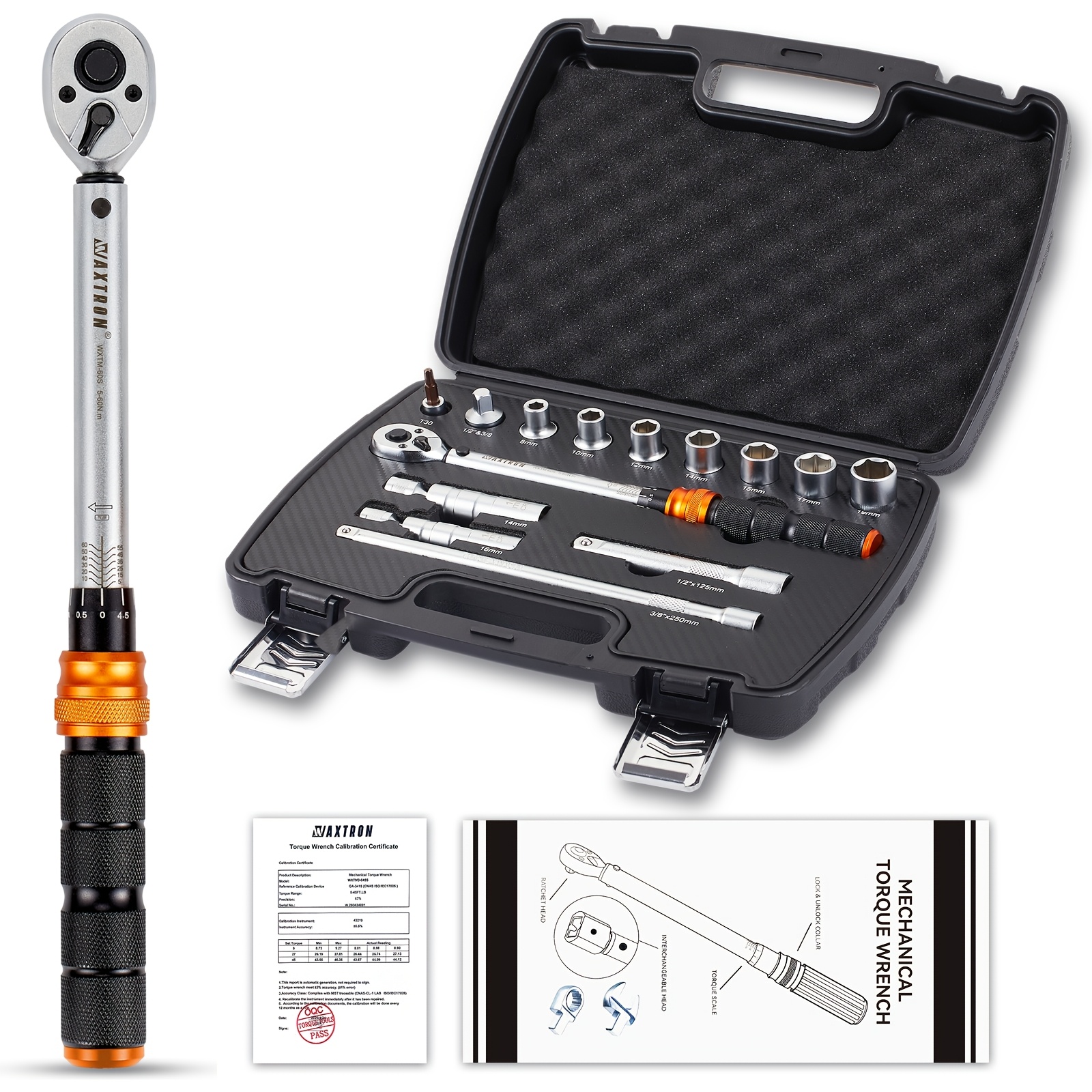 Torque Wrench Accuracy, Includes Extension Bar, Universal Joint, Spark Plug Socket, And Bits For Bicycles, Motorcycles, And Cars
