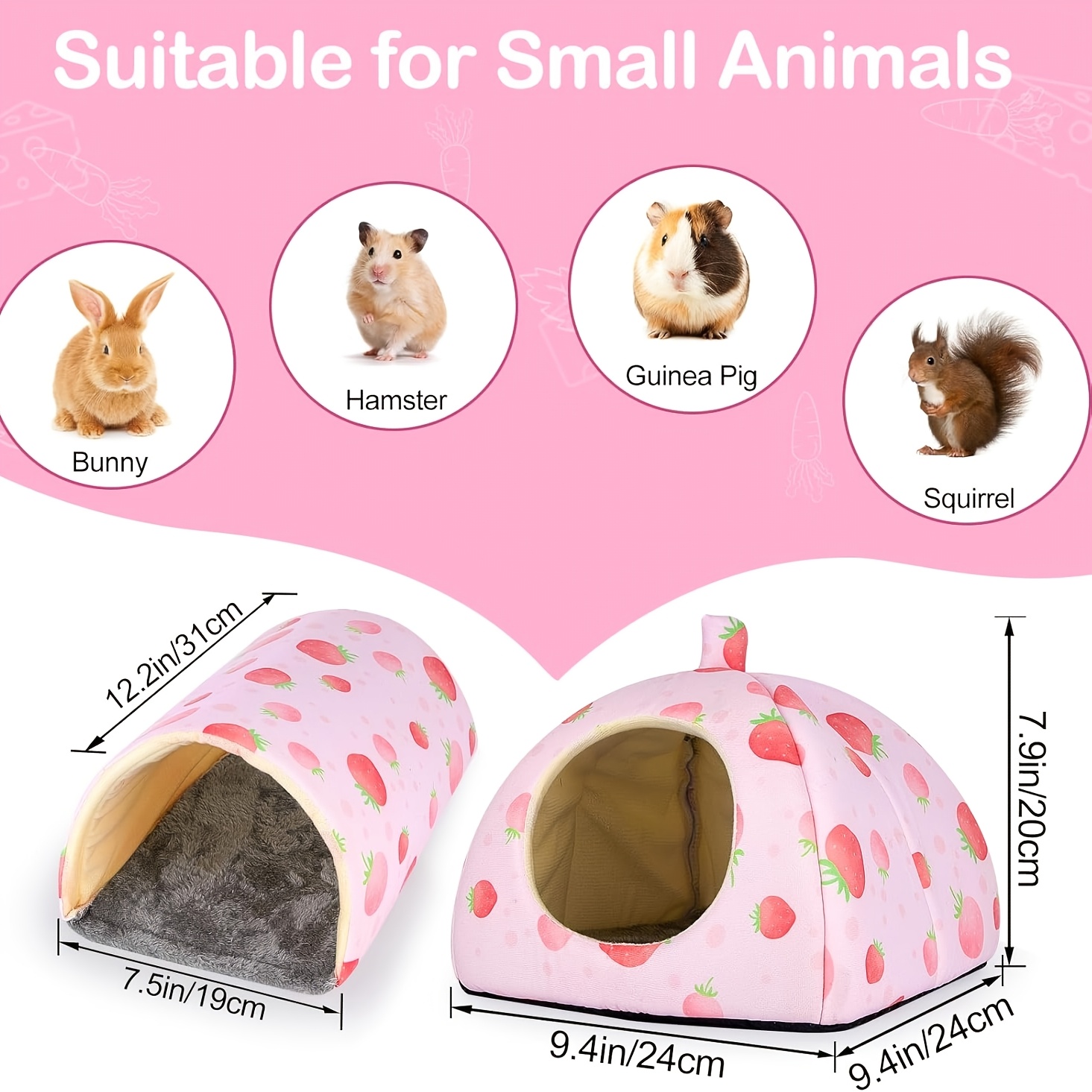 Bienbee Guinea Pig Hideout, Washable Guinea Pig Tunnel Set, 2 Pack