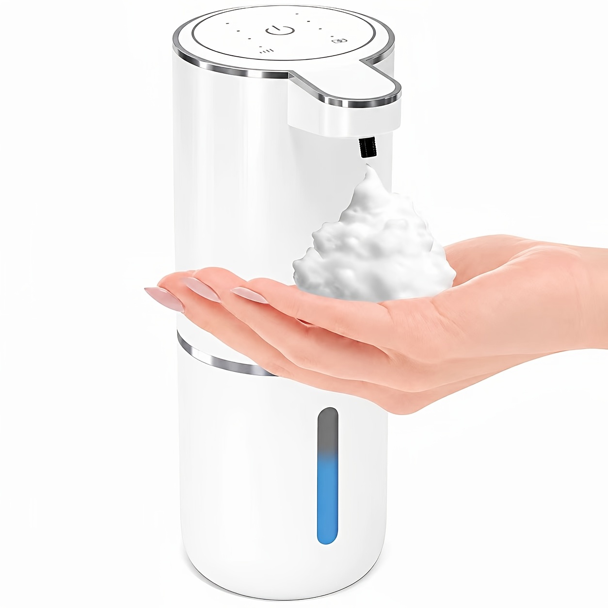 Automatic Foaming Soap Dispenser – Rechargeable 400ml Electric Hand Soap Dispenser For Kitchen & Bathroom, IPX5 Waterproof, Touch-Free Foam (White)