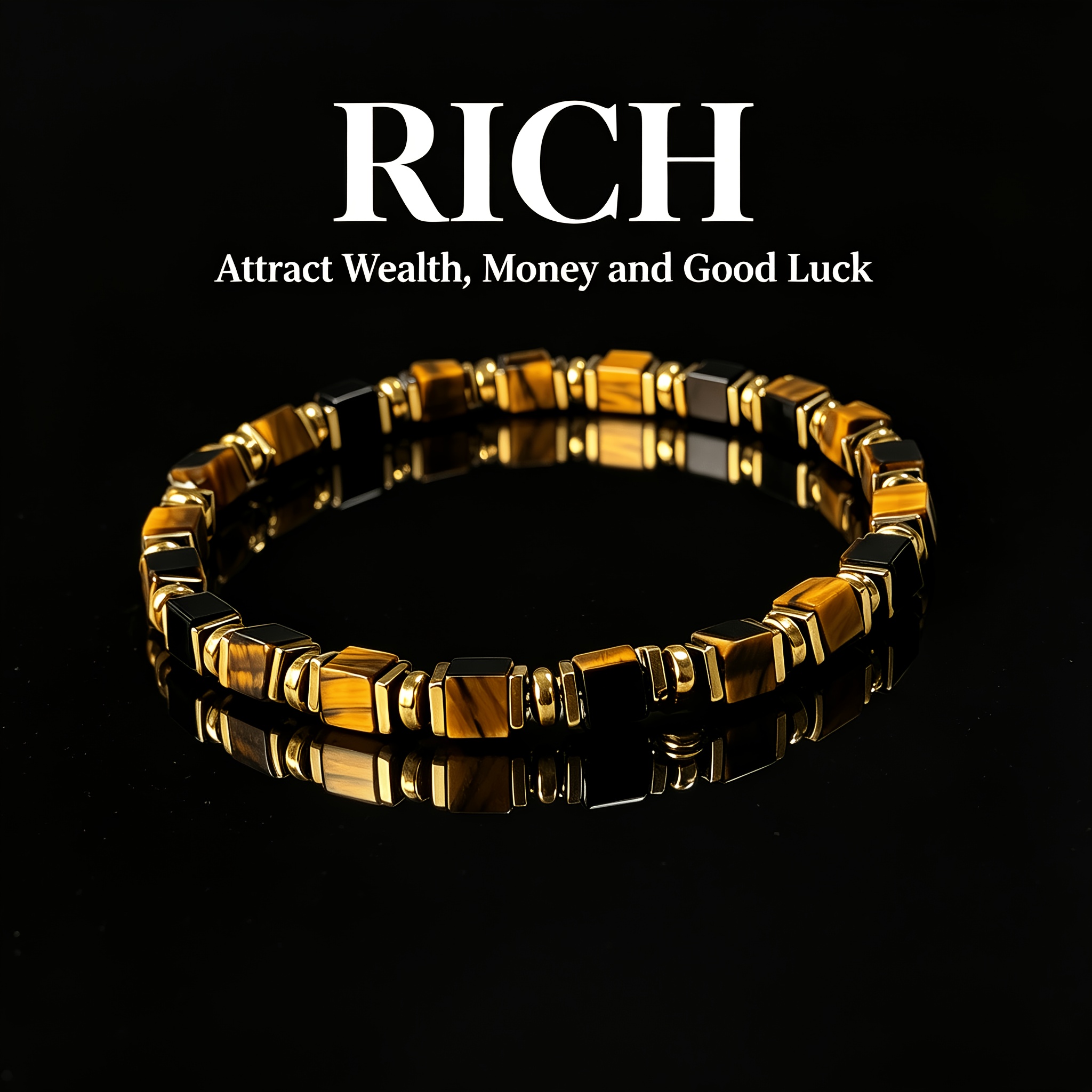 TEMU Bracelet de Œil de Tigre, Bijou de Rétro avec Perles Carrées, Cadeau Auspiceux, pour , Convient pour un Usage , Accessoire Toute l'Année