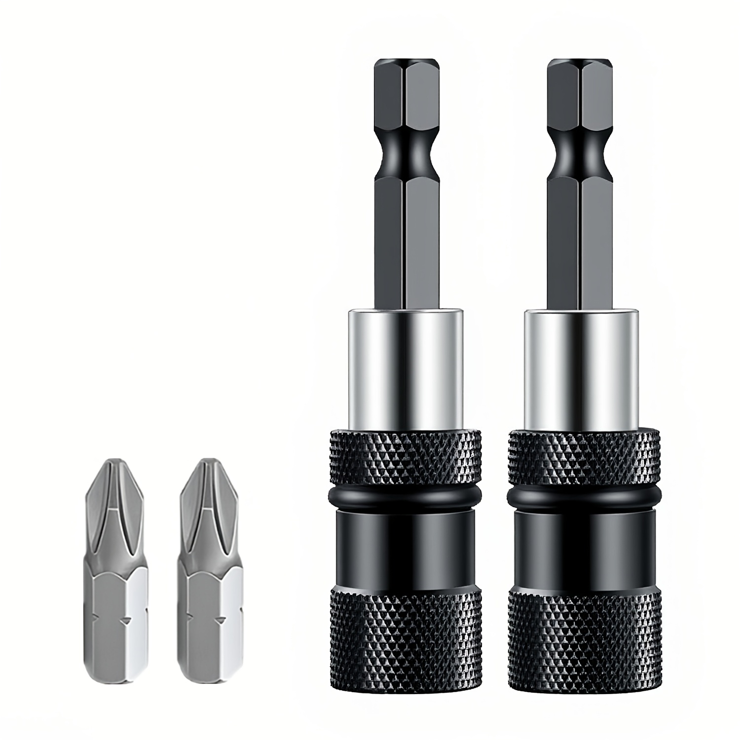 4pcs Magnetic Anti-slip Positioning Screwdriver Bits | Adjustable Screw Depth, 1/4" Hex Shank, Includes 2 Phillips Bits For Hardwood Flooring, Ceiling, Drywall Installation