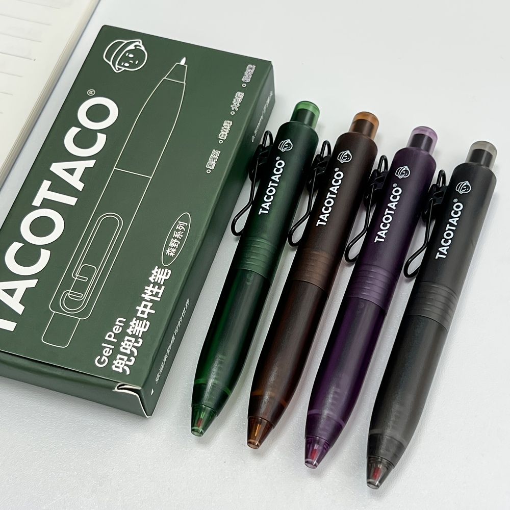 TEMU 4pcs/box Pocket Pen Set 0.5mm Quick-dry Pens Creative Black Gel Pen For Study And Office Use