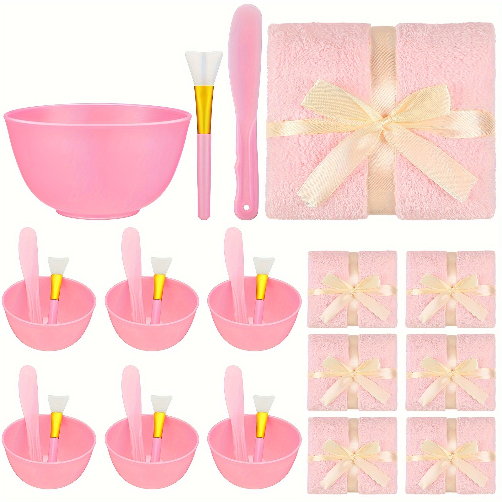 24-teiliges mädchen-spa-party-geschenkset - plastik-gesichtsmasken-mischschüssel-set mit pinseln, spateln und handtüchern - partyzubehör-set für geburtstage und übernachtungen ohne   und federn