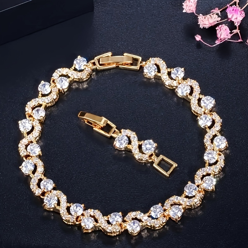 

1pc Fashion Exquisite Colorful Wave Crystal Stone Bracelet Girls Birthday Gift Couple Jewelry Tennis Bracelet Ladies Party Jewelry
