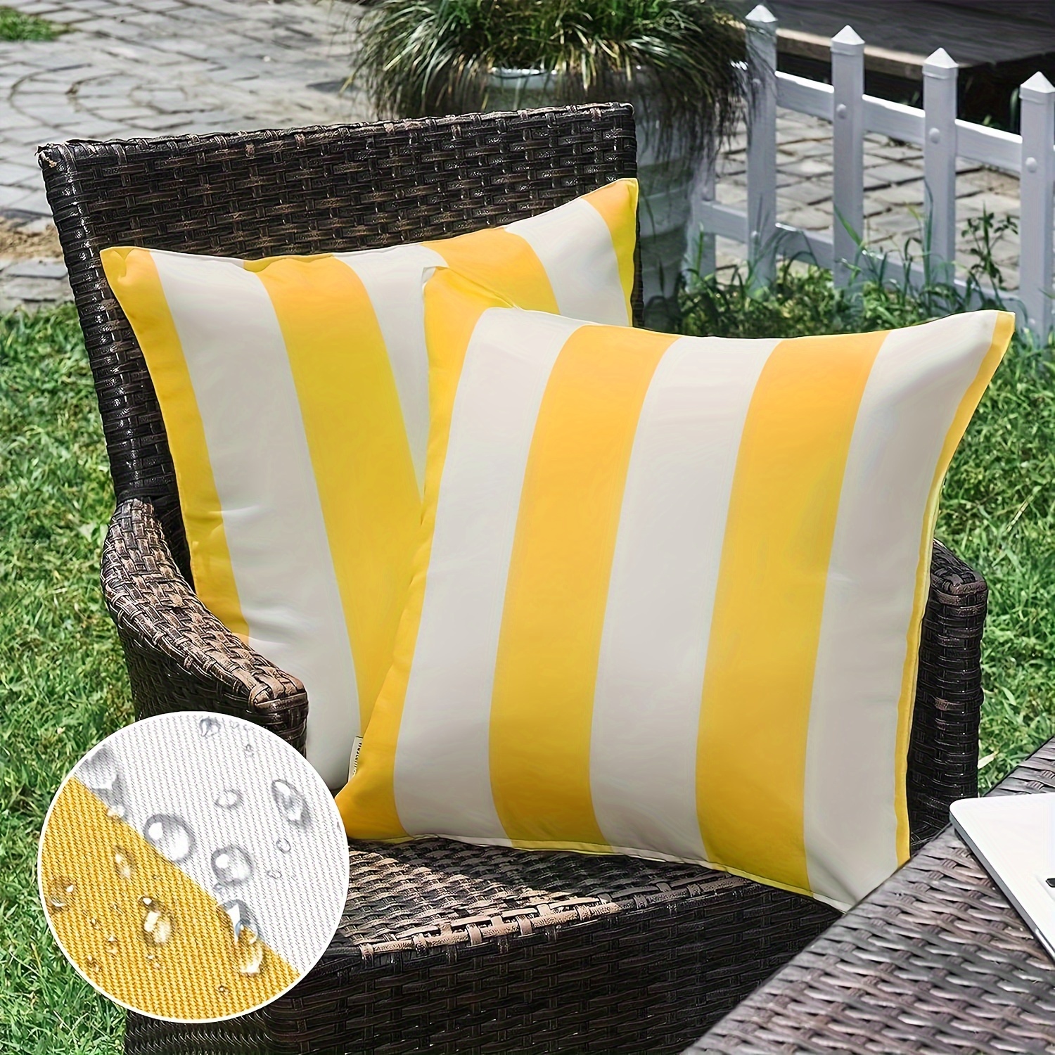 

2-piece Modern Striped Waterproof Throw Pillow Covers - Durable Polyester, Zip Closure For Outdoor & Indoor Use - Perfect For Patio, Balcony, Couch Decor (pillow Inserts Not Included)