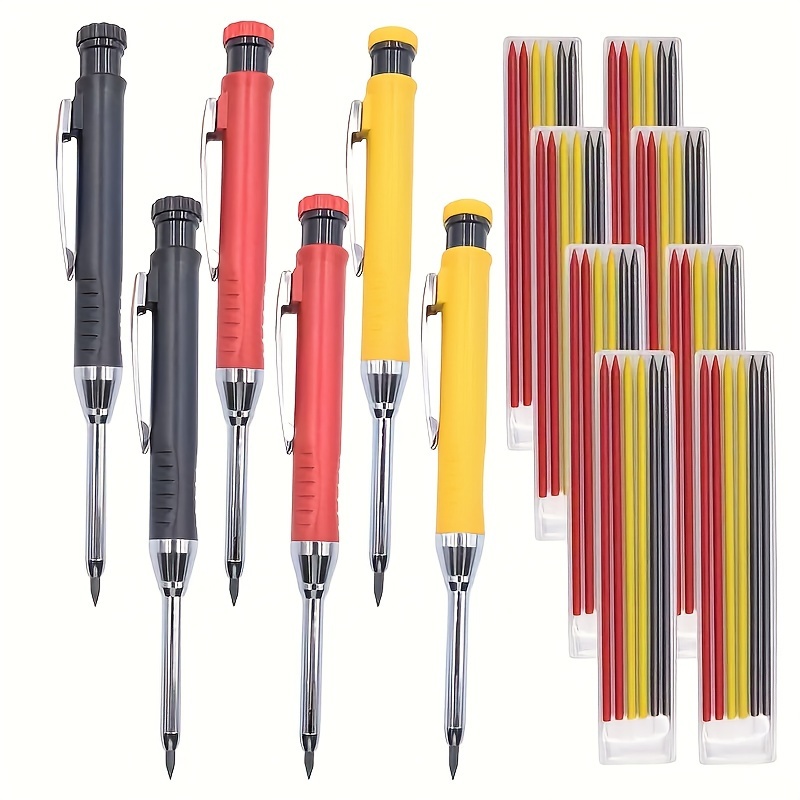 

3pcs Metal And Plastic Scribing Pens With Built-in Sharpener, Refillable Deep Hole Marking Scribers For Woodworking And Metalworking