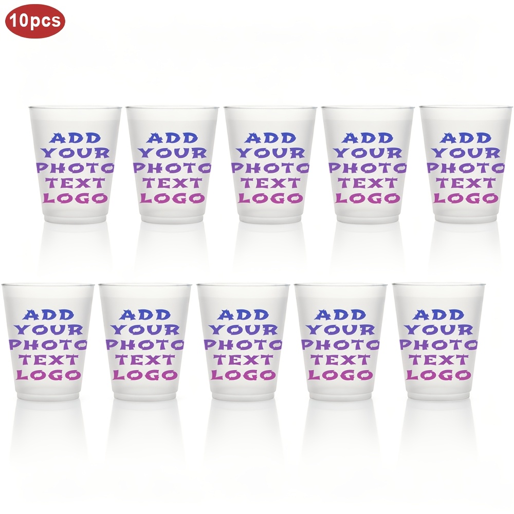 TEMU Juego de 10 vasos para , 12 oz/360 ml, 16 oz/475 ml, personalizables con impresión, vasos de plástico esmerilado reutilizables, añade logotipo,