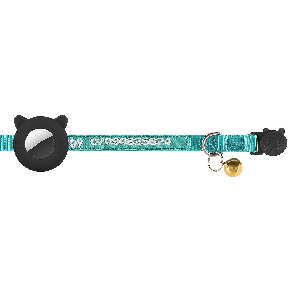 TEMU 1pc Whiskerwonders Customized Polyamide Cat Collar With Silicone Bell And Quick Release Buckle - Adjustable, Embroidered With Name And Phone